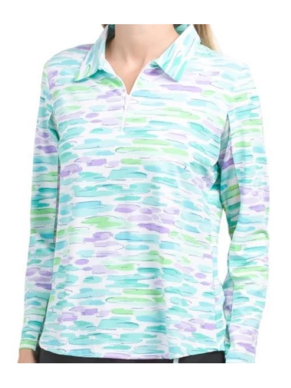IBKUL DEIRDRE SEAFOAM LONG SLEEVE GOLF POLO SHIRT size small